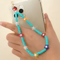 Black White Color Matching Soft Ceramic Handmade Beaded Mobile Phone Chain sku image 7