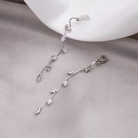 Wholesale Jewelry 1 Pair Sweet Leaf Metal Zircon Drop Earrings main image 5