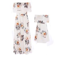 Vacation Flower Polyester Chiffon Skirt Sets Midi Dress Family Matching Outfits main image 3