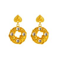 Wholesale Jewelry 1 Pair Vintage Style Geometric Alloy Resin Gold Plated Drop Earrings sku image 2