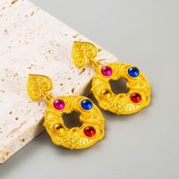 Wholesale Jewelry 1 Pair Vintage Style Geometric Alloy Resin Gold Plated Drop Earrings main image 5