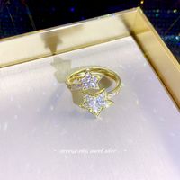 Elegant Geometrisch Legierung Kupfer Inlay Künstliche Perlen Strasssteine 14 Karat Vergoldet Offener Ring sku image 12