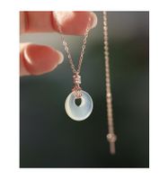 Elegant Round Copper Inlay Rhinestones Jade Rose Gold Plated Silver Plated Pendant Necklace main image 3