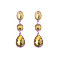Wholesale Jewelry 1 Pair Shiny Square Oval Water Droplets Alloy Rhinestones Drop Earrings sku image 6