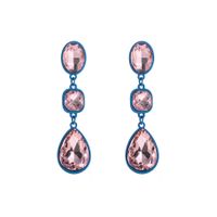 Bijoux En Gros 1 Paire Brillant Carré Ovale Les Gouttelettes D'eau Alliage Strass Boucles D'oreilles sku image 3