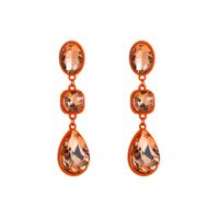 Bijoux En Gros 1 Paire Brillant Carré Ovale Les Gouttelettes D'eau Alliage Strass Boucles D'oreilles main image 3