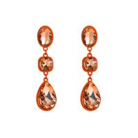 Wholesale Jewelry 1 Pair Shiny Square Oval Water Droplets Alloy Rhinestones Drop Earrings main image 3