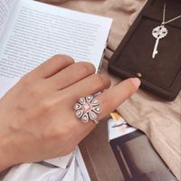 Ethnic Style Water Droplets Heart Shape Flower Zircon Copper Wholesale Open Ring main image 3