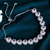 Elegant Heart Shape Copper Inlay Zircon Bracelets sku image 1