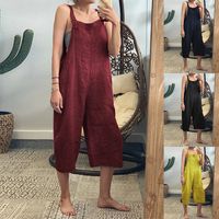 Women's Street Casual Solid Color Calf-length Casual Pants Overalls main image 3