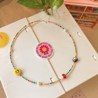 Cute Smiley Face Mushroom Artificial Pearl Soft Clay Beaded Women's Necklace main image 1