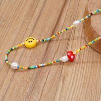 Cute Smiley Face Mushroom Artificial Pearl Soft Clay Beaded Women's Necklace main image 3