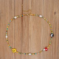 Cute Smiley Face Mushroom Artificial Pearl Soft Clay Beaded Women's Necklace main image 2