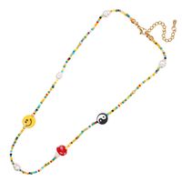 Cute Smiley Face Mushroom Artificial Pearl Soft Clay Beaded Women's Necklace sku image 8