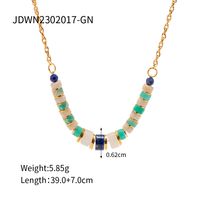 Style Ethnique Géométrique Acier Inoxydable Lapis Lazuli Plaqué Or 18k De Gros Collier sku image 1