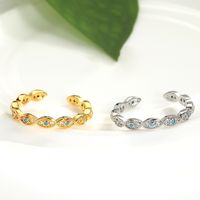 Modern Style Waves Copper Artificial Gemstones Open Ring In Bulk main image 1