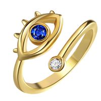 Modern Style Devil's Eye Copper Plating Inlay Artificial Gemstones Open Ring main image 2