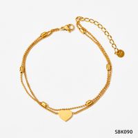 304 Stainless Steel Titanium Steel 16K Gold Plated White Gold Plated Gold Plated Beach Plating Heart Shape Bracelets Anklet Necklace sku image 1