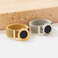 304 Stainless Steel 16K Gold Plated White Gold Plated Gold Plated Retro Plating Round Number Rings main image 5