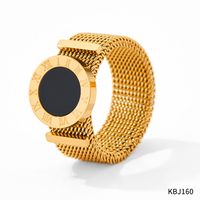 304 Stainless Steel 16K Gold Plated White Gold Plated Gold Plated Retro Plating Round Number Rings sku image 1
