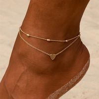 304 Stainless Steel Titanium Steel 16K Gold Plated White Gold Plated Gold Plated Beach Plating Heart Shape Bracelets Anklet Necklace main image 3