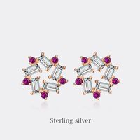 1 Pair Sweet Letter Heart Shape Flower Imitation Pearl Sterling Silver Copper Inlay Zircon Earrings sku image 38