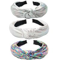 Retro Gradient Color Solid Color Bright Leather Cloth Hair Band main image 5