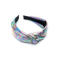 Retro Gradient Color Solid Color Bright Leather Cloth Hair Band main image 4