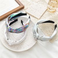 Retro Gradient Color Solid Color Bright Leather Cloth Hair Band main image 3