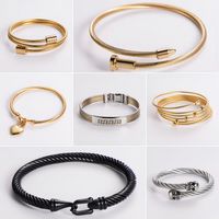 Classic Style Geometric Heart Shape Skull 304 Stainless Steel 18K Gold Plated No Inlaid Bangle In Bulk main image 8