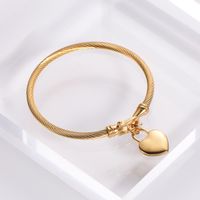 Classic Style Geometric Heart Shape Skull 304 Stainless Steel 18K Gold Plated No Inlaid Bangle In Bulk main image 6