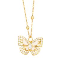 Ins Style Butterfly Copper Enamel Plating Inlay Zircon 18k Gold Plated Pendant Necklace main image 3