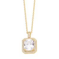 Ins Style Square Copper Plating Inlay Zircon 18k Gold Plated Pendant Necklace main image 3