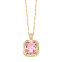 Ins Style Square Copper Plating Inlay Zircon 18k Gold Plated Pendant Necklace main image 5
