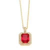 Ins Style Square Copper Plating Inlay Zircon 18k Gold Plated Pendant Necklace main image 7