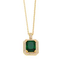 Ins Style Square Copper Plating Inlay Zircon 18k Gold Plated Pendant Necklace main image 8