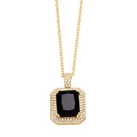 Ins Style Square Copper Plating Inlay Zircon 18k Gold Plated Pendant Necklace main image 4