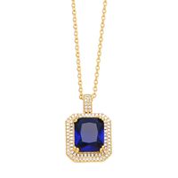 Ins Style Square Copper Plating Inlay Zircon 18k Gold Plated Pendant Necklace main image 6