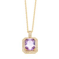 Ins Style Square Copper Plating Inlay Zircon 18k Gold Plated Pendant Necklace main image 2