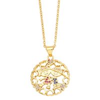 Ins Style Cartoon Character Heart Shape Copper Plating Inlay Zircon 18k Gold Plated Pendant Necklace main image 2