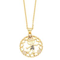 Ins Style Cartoon Character Heart Shape Copper Plating Inlay Zircon 18k Gold Plated Pendant Necklace main image 4