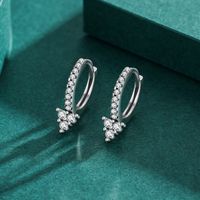 1 Pair Classic Style Solid Color Sterling Silver Plating Inlay Zircon Silver Plated Earrings main image 1