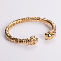 304 Stainless Steel 18K Gold Plated Hip-Hop Plating Wolf Skull Dragon No Inlaid Bangle sku image 5