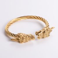 Acier Inoxydable 304 Plaqué Or 18K Hip Hop Placage Loup Crâne Dragon Pas D'Incrustation Bracelet sku image 7