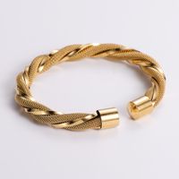 304 Stainless Steel 18K Gold Plated Hip-Hop Plating Wolf Skull Dragon No Inlaid Bangle sku image 3