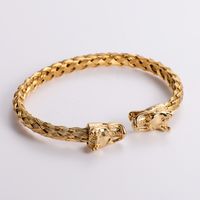 304 Stainless Steel 18K Gold Plated Hip-Hop Plating Wolf Skull Dragon No Inlaid Bangle sku image 9
