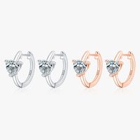 1 Pair Simple Style Heart Shape Sterling Silver Plating Inlay Zircon Rose Gold Plated Rhodium Plated Earrings main image 3