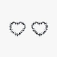 1 Pair Simple Style Heart Shape Sterling Silver Plating Three-dimensional Silver Plated Ear Studs main image 3
