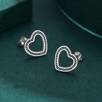 1 Pair Simple Style Heart Shape Sterling Silver Plating Three-dimensional Silver Plated Ear Studs main image 1