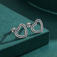 1 Pair Simple Style Heart Shape Sterling Silver Plating Three-dimensional Silver Plated Ear Studs main image 2